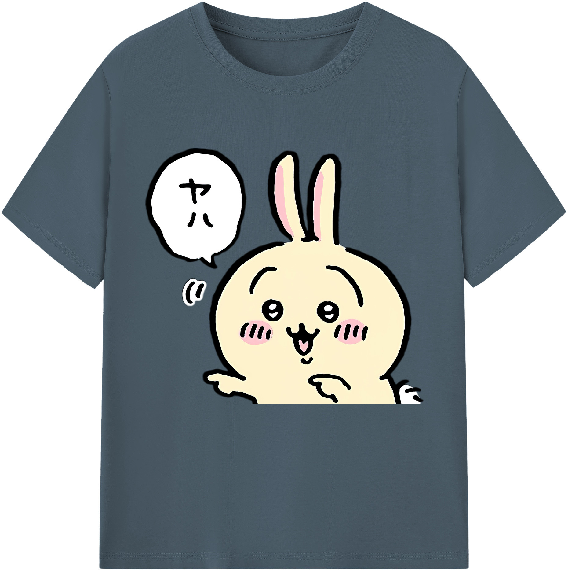 （画像用） ちいかわ うさぎ Chii-kawa usagi 綿100％半袖Tシャツ（フロントプリント）